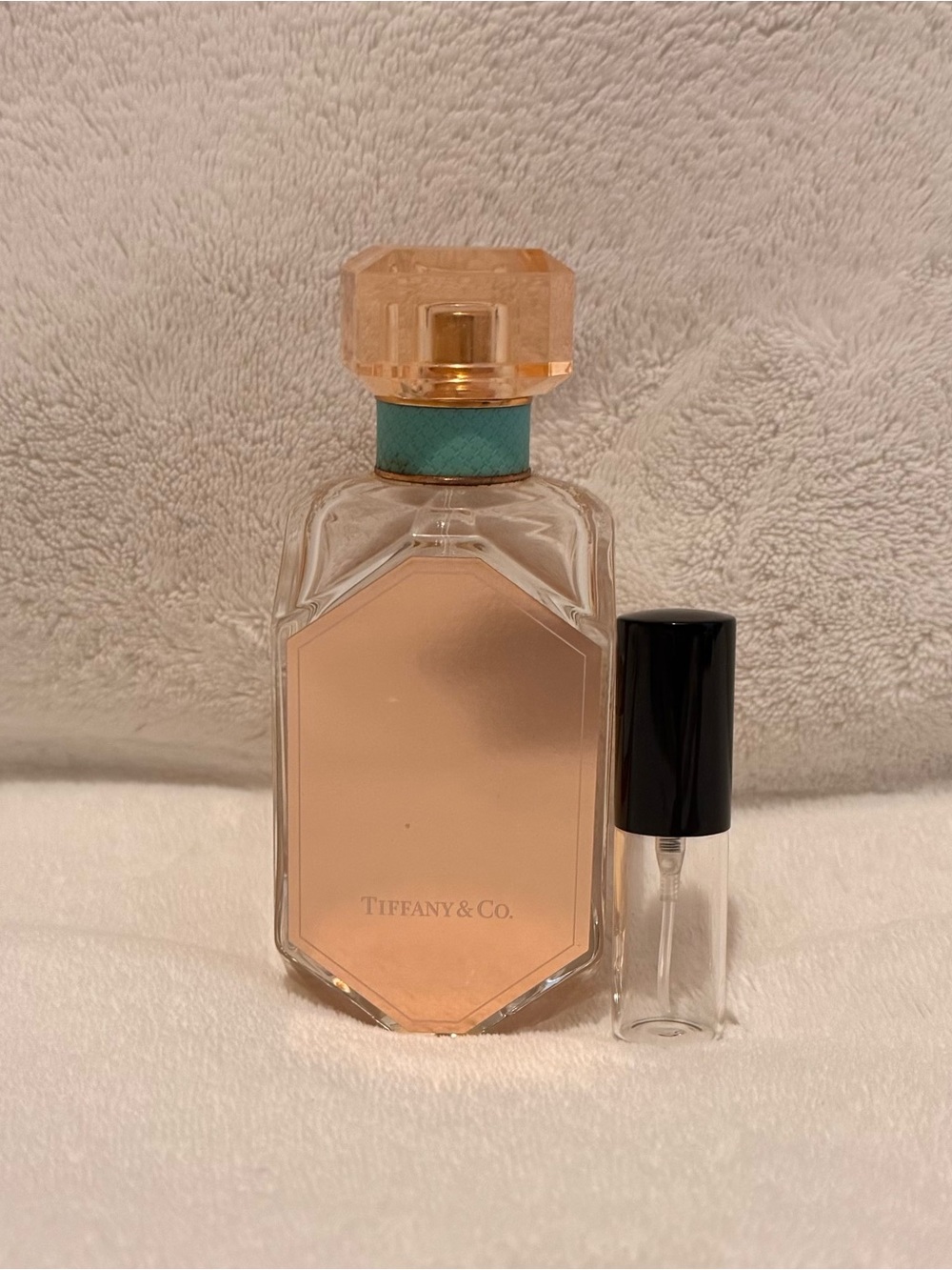 Tiffany & Co. Peach and Aqua Faceted Perfume Bottle 5 ml Travel Size